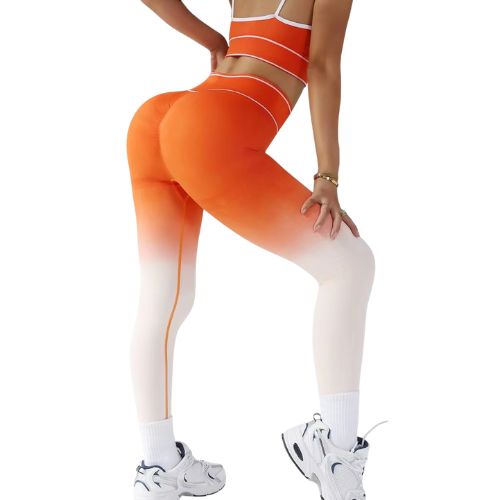 orange omber solid color leggings suppliers